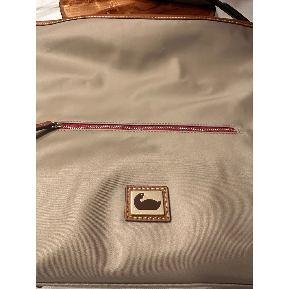 Dooney & Bourke Taupe Nylon Hobo Shoulder Bag Leather Trim Coin Purse Set